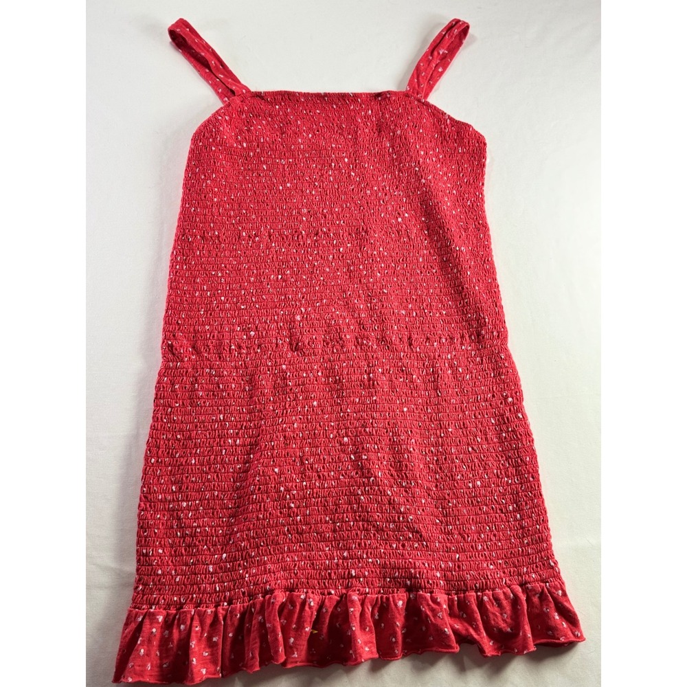 BP Mini Dress Womens XL Red Floral Smocked Ruffle Hem Square Neck BP443060MI New